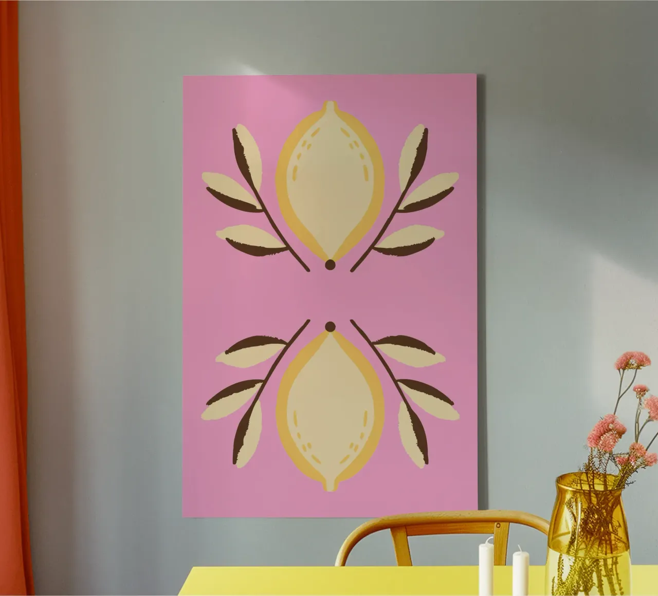 Frutta al limone tela con Cornice a cassetta da TRENDY POSTER SHOP