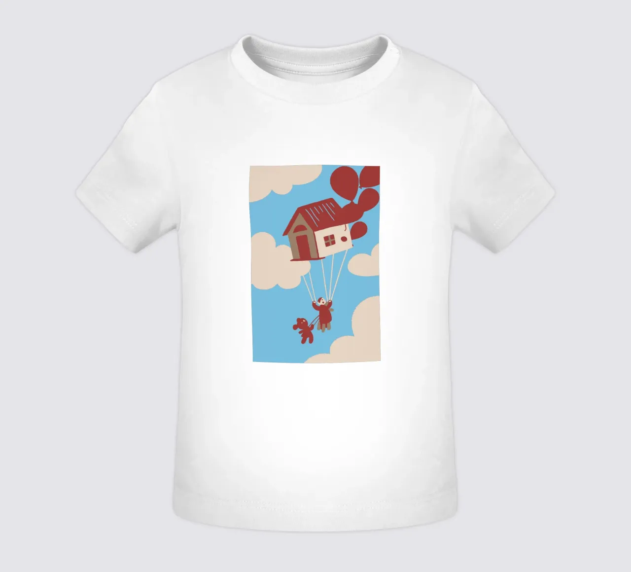 Flying House With Balloons baby t-shirt by TRENDY POSTER SHOP