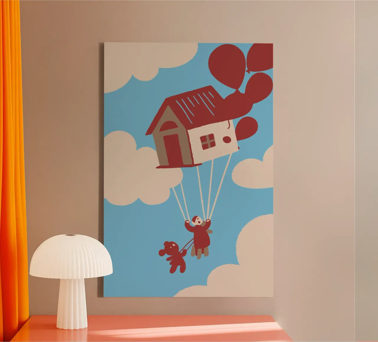 Flying House With Balloons canvas by TRENDY POSTER SHOP