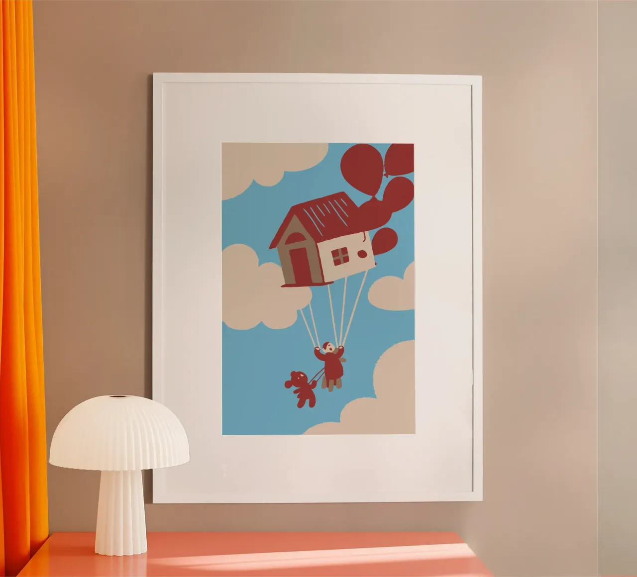 Fliegendes Haus mit Luftballons Poster von TRENDY POSTER SHOP