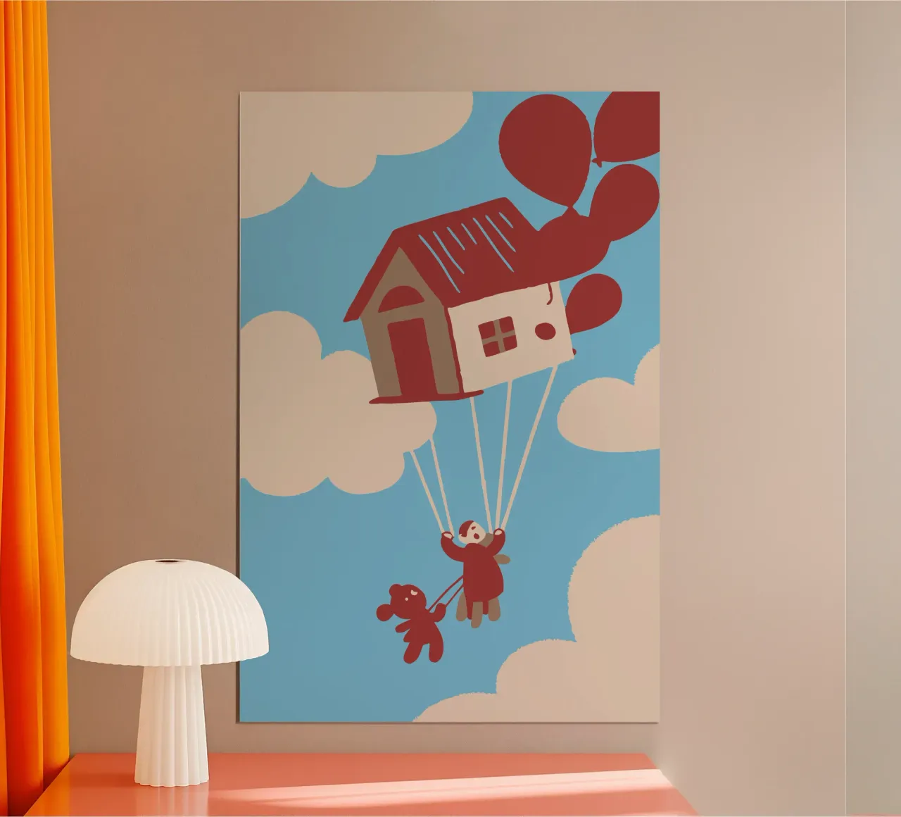 Fliegendes Haus mit Luftballons Poster von TRENDY POSTER SHOP