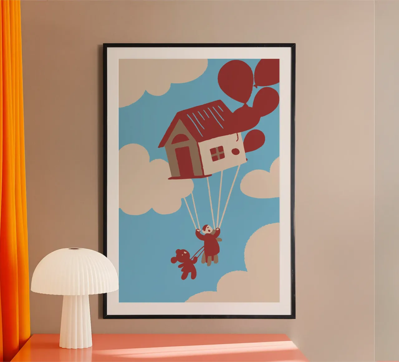 Fliegendes Haus mit Luftballons Poster von TRENDY POSTER SHOP
