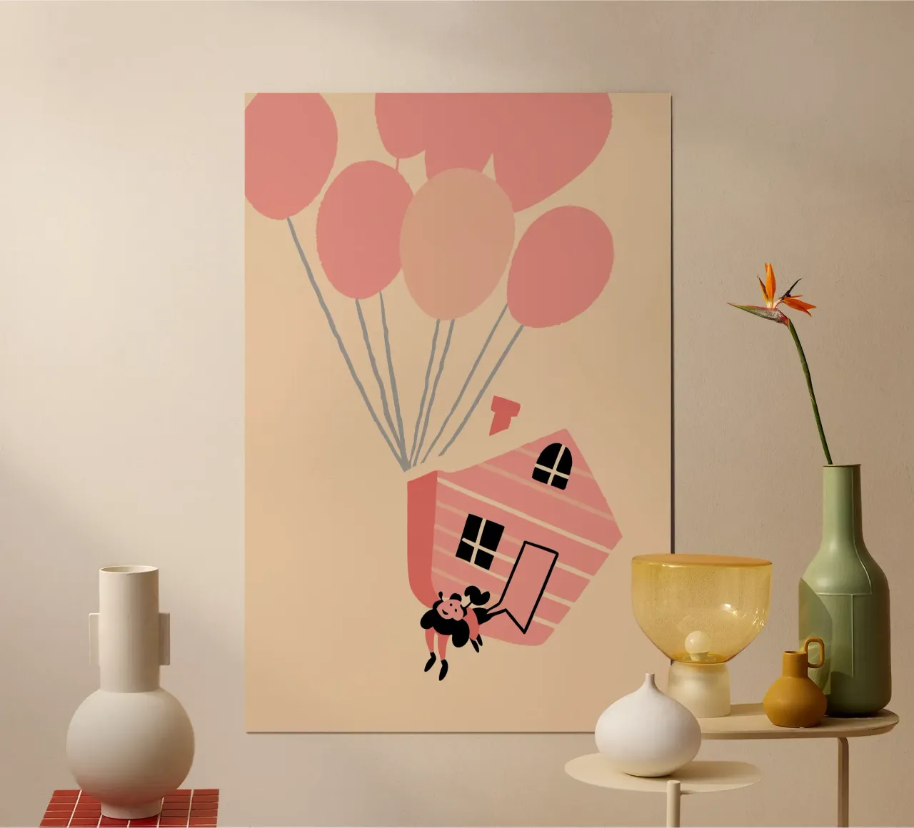 Flying House With Balloons poster by TRENDY POSTER SHOP