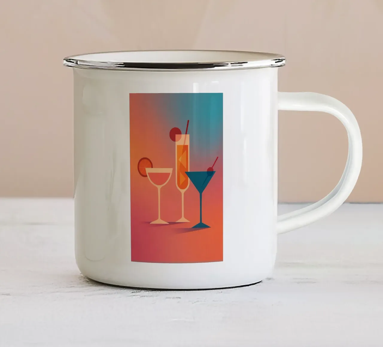 Cocktails Sunset - Il poster che fa venire sete di sole tazza in smalto da Boissons - Affiches & posters - Retro