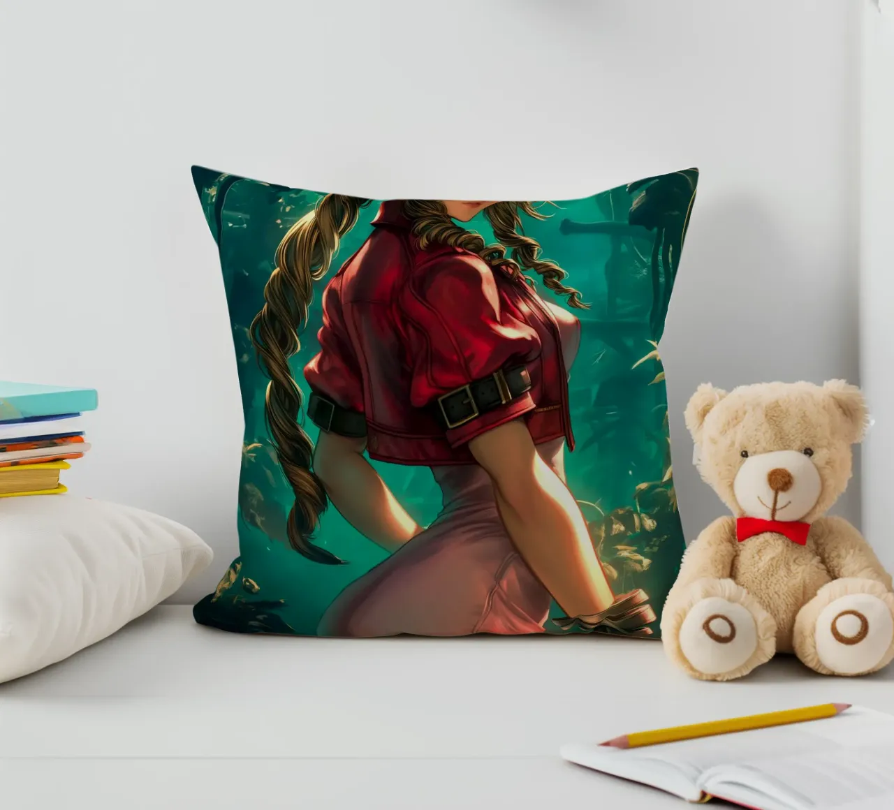 Aerith Gainsborough Final Fantasy FFVII cuscino da Fleur de Lys