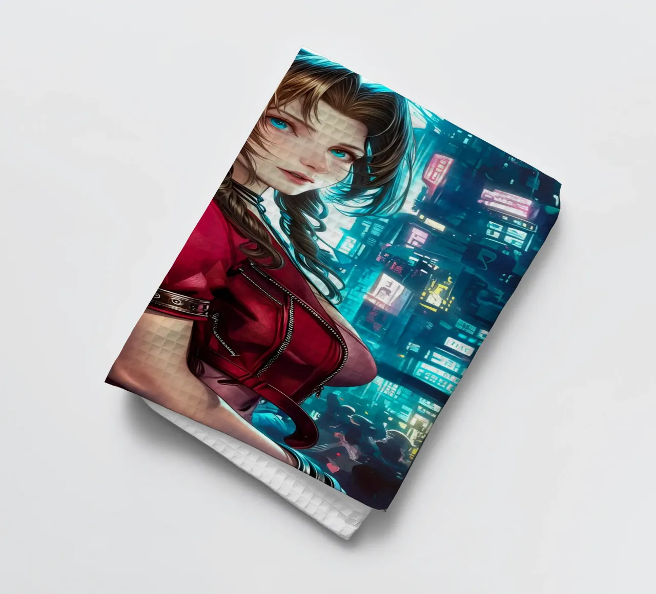 Aerith Gainsborough Final Fantasy FFVII tea towel by Fleur de Lys