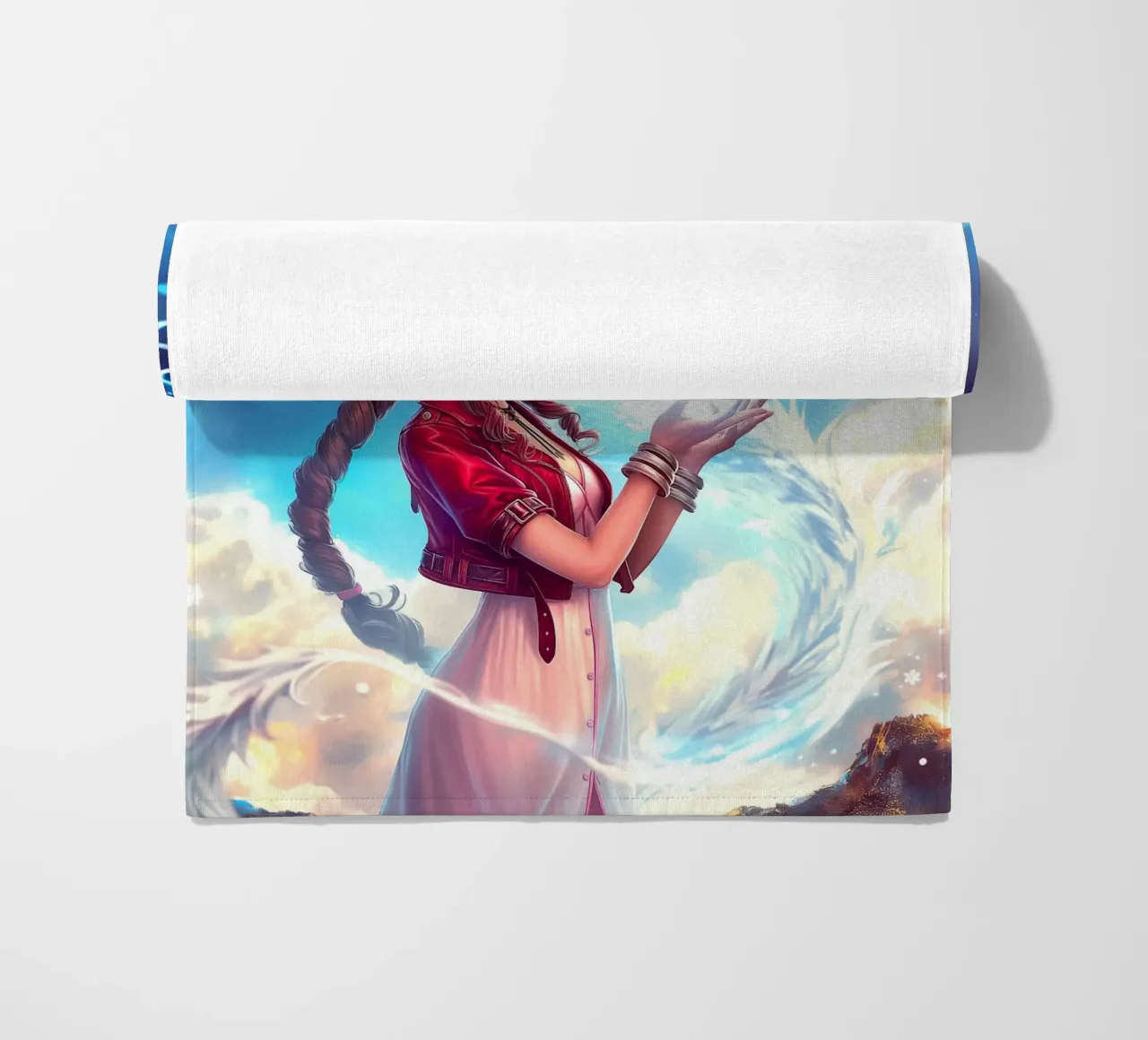 Aerith Gainsborough Final Fantasy FFVII beach towel by Fleur de Lys