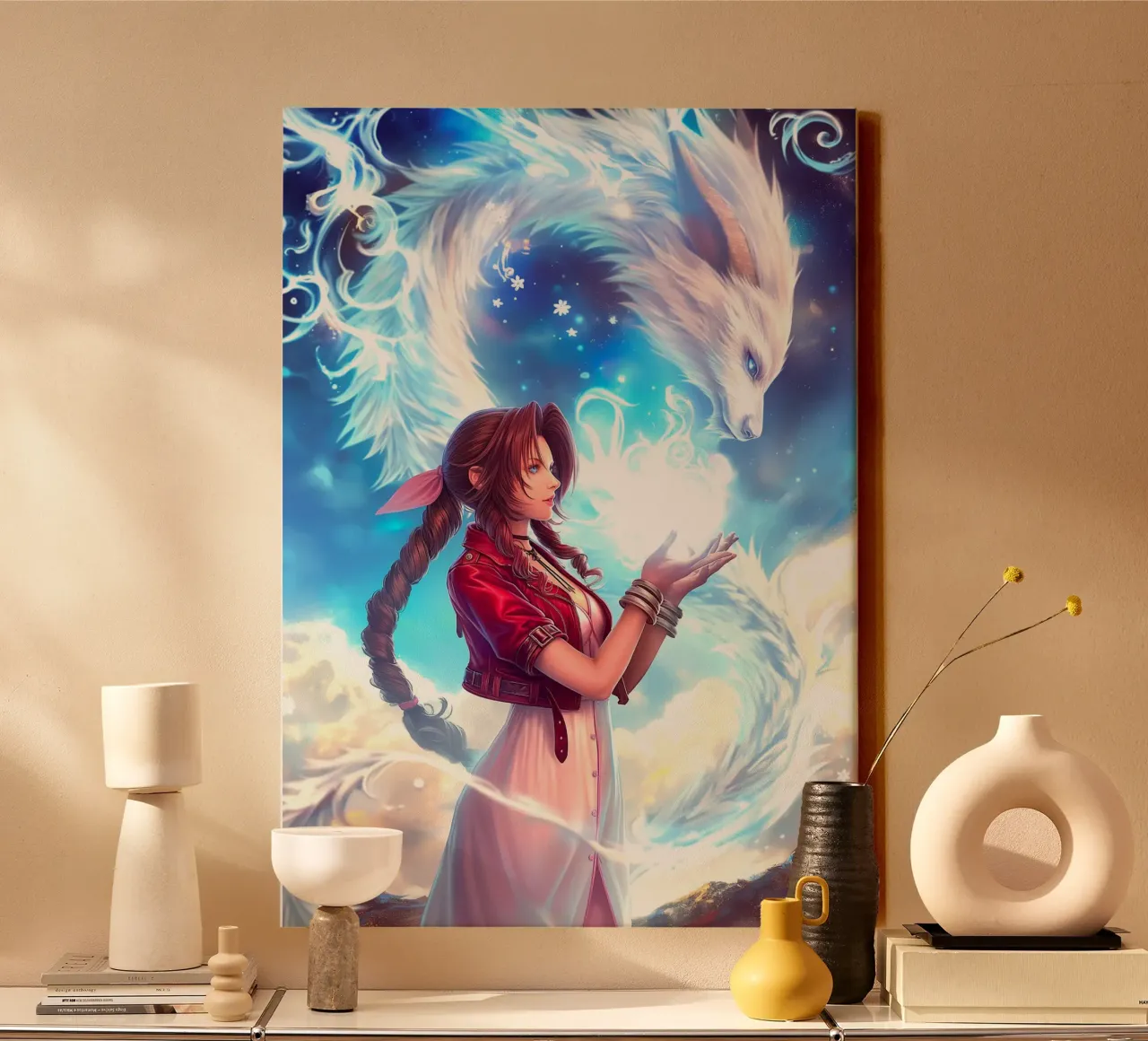 Aerith Gainsborough Final Fantasy FFVII canvas by Fleur de Lys