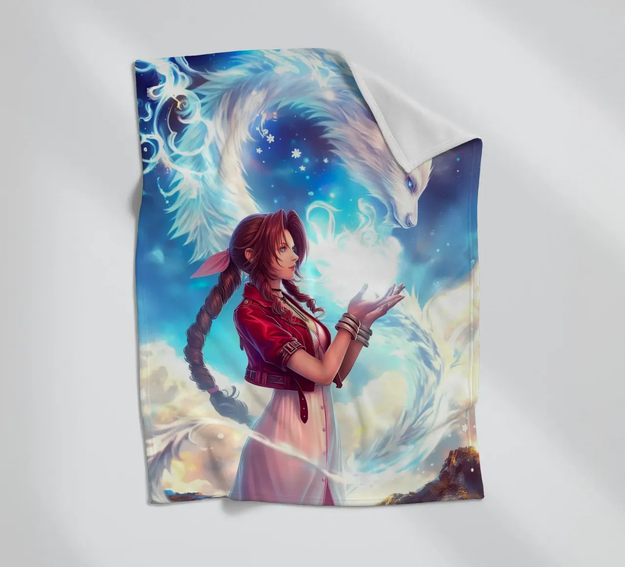 Aerith Gainsborough Final Fantasy FFVII coperta in pile da Fleur de Lys