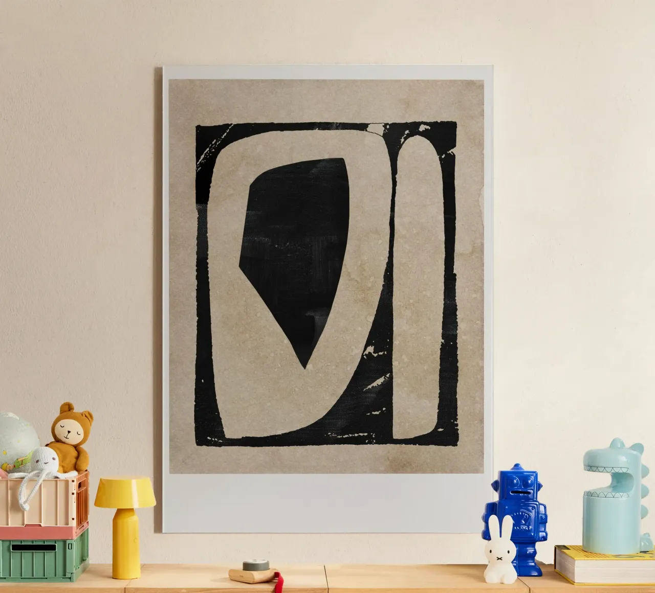 abstract art black blocks plexiglass da vintageshop