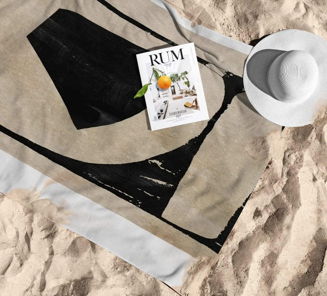 abstract art black blocks telo mare da vintageshop