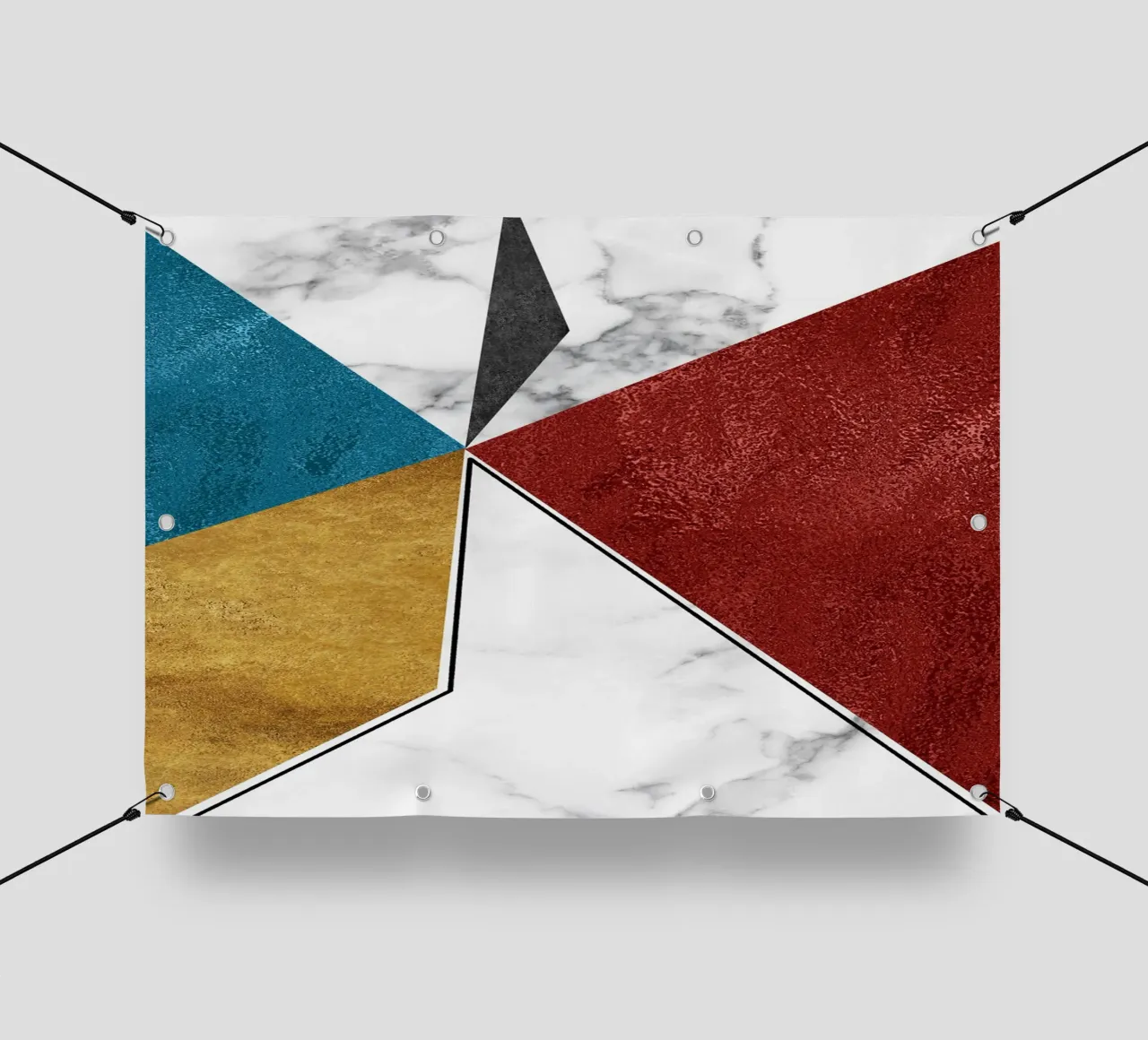 abstract art geometric triangles telo in pvc da vintageshop