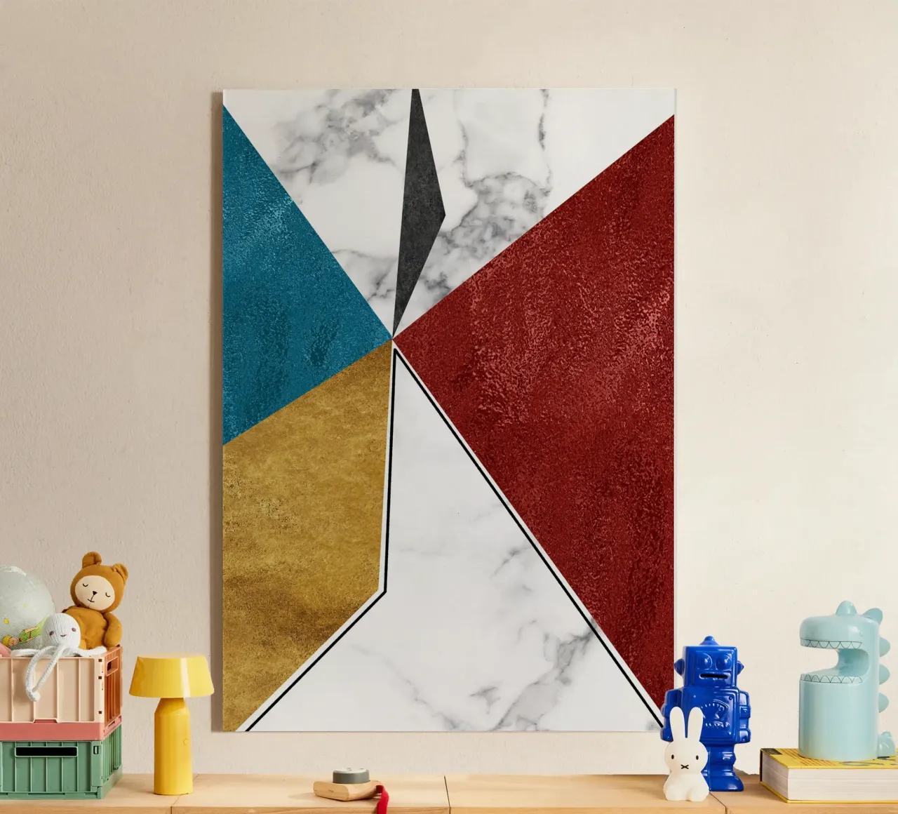 abstract art geometric triangles plexiglass da vintageshop