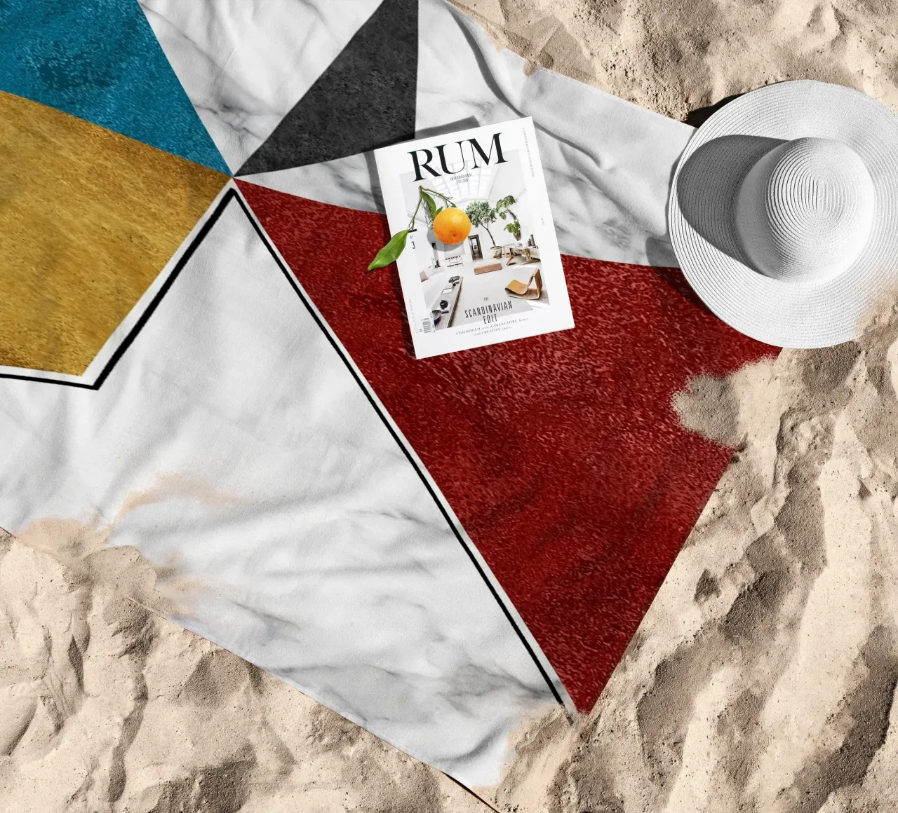 abstract art geometric triangles telo mare da vintageshop