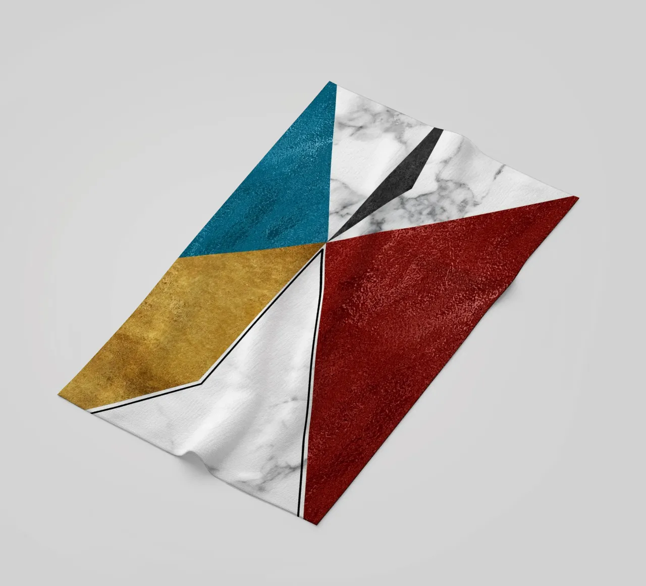 abstract art geometric triangles telo mare da vintageshop