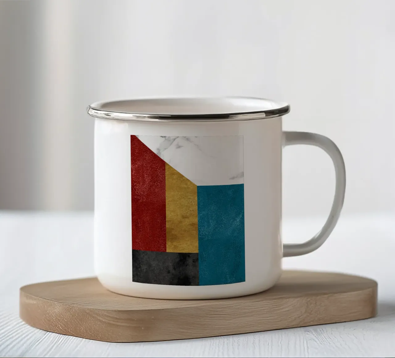 abstract art geometric squares tazza in smalto da vintageshop