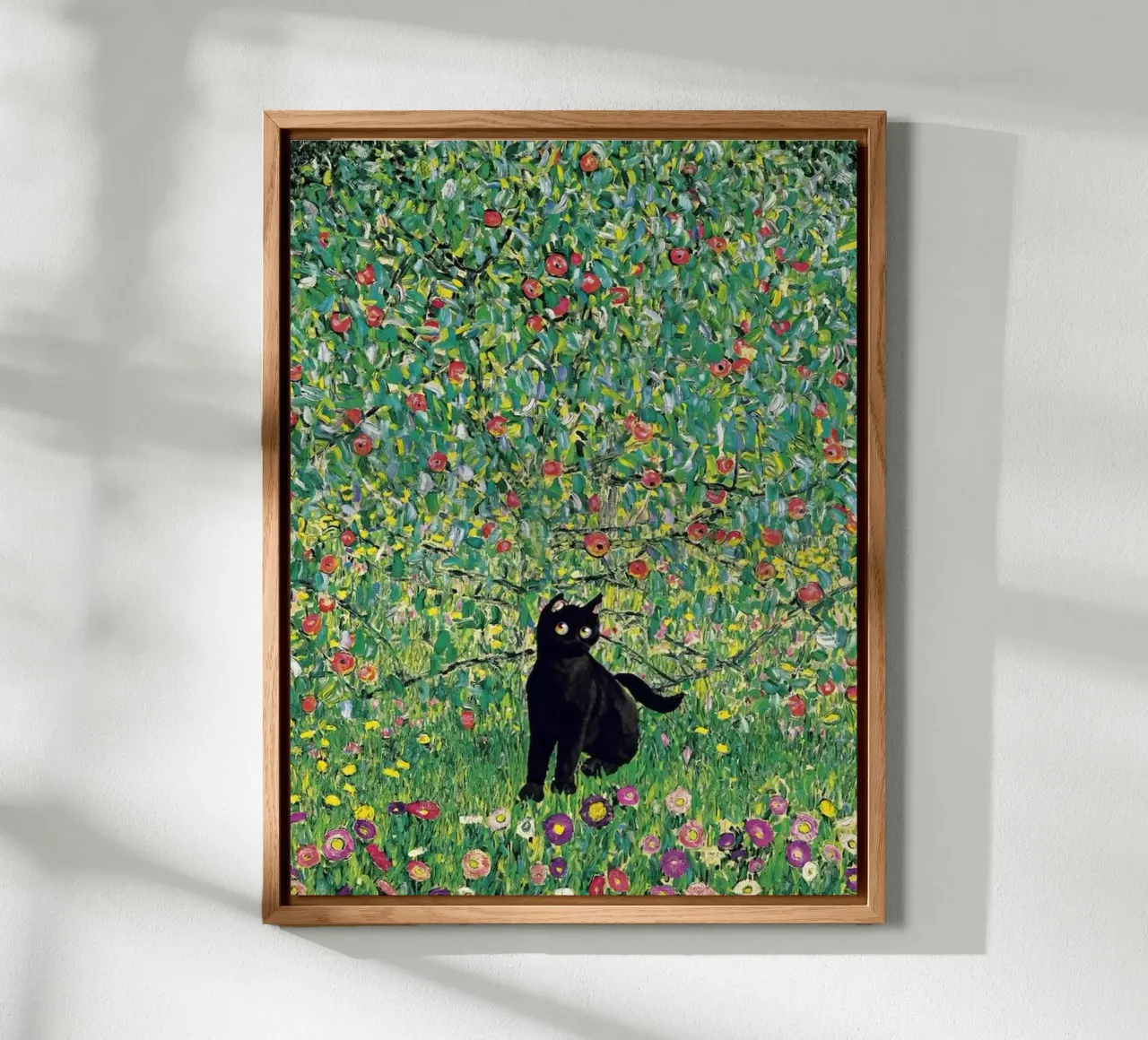 Black cat and flowers alluminio dibond da Art Company