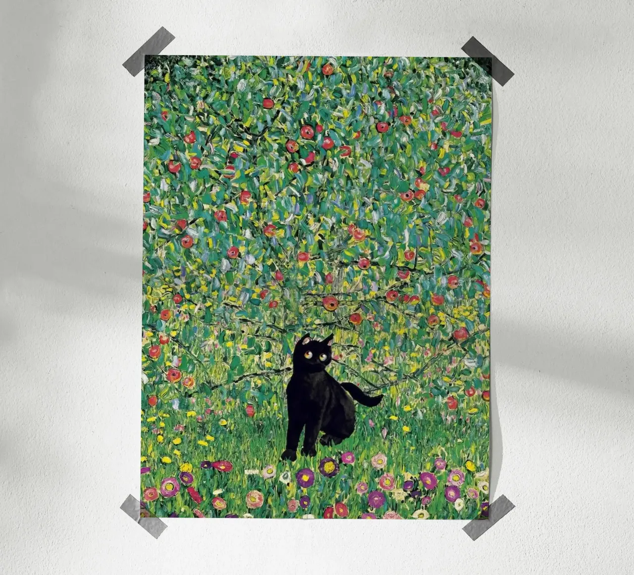 Black cat and flowers poster da Art Company