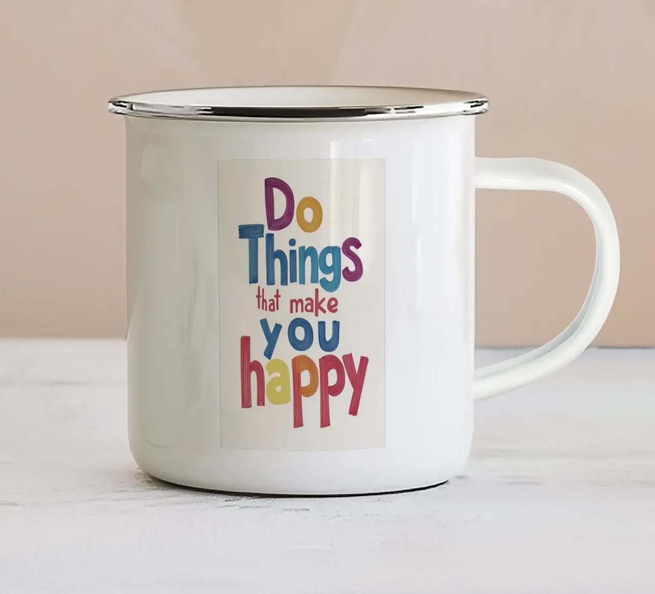 fare cose che vi rendono felici tazza in smalto da art quots shop