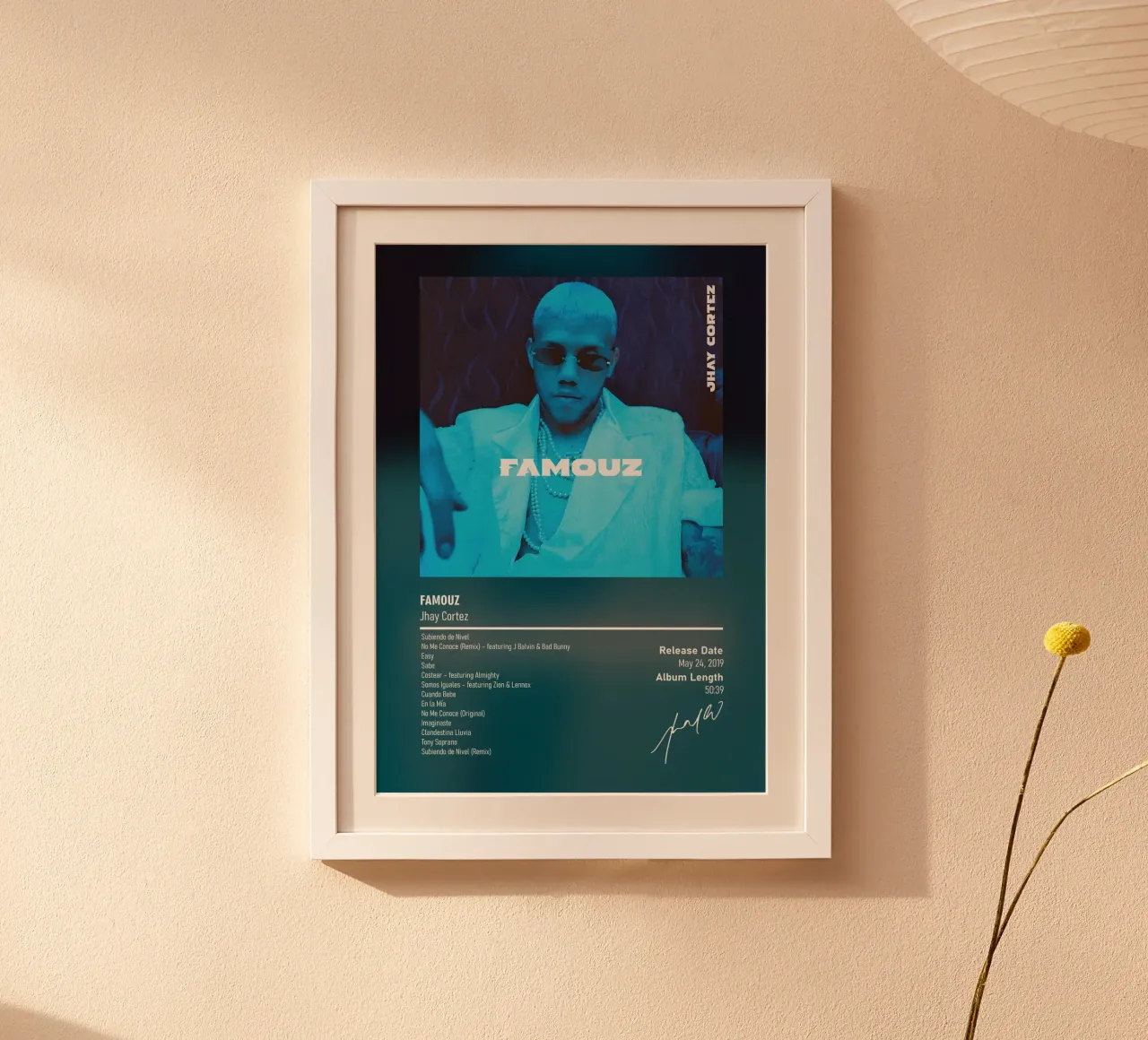 Famouz (2019) by  Jhay Cortez poster con telaio in legno da DGUnder