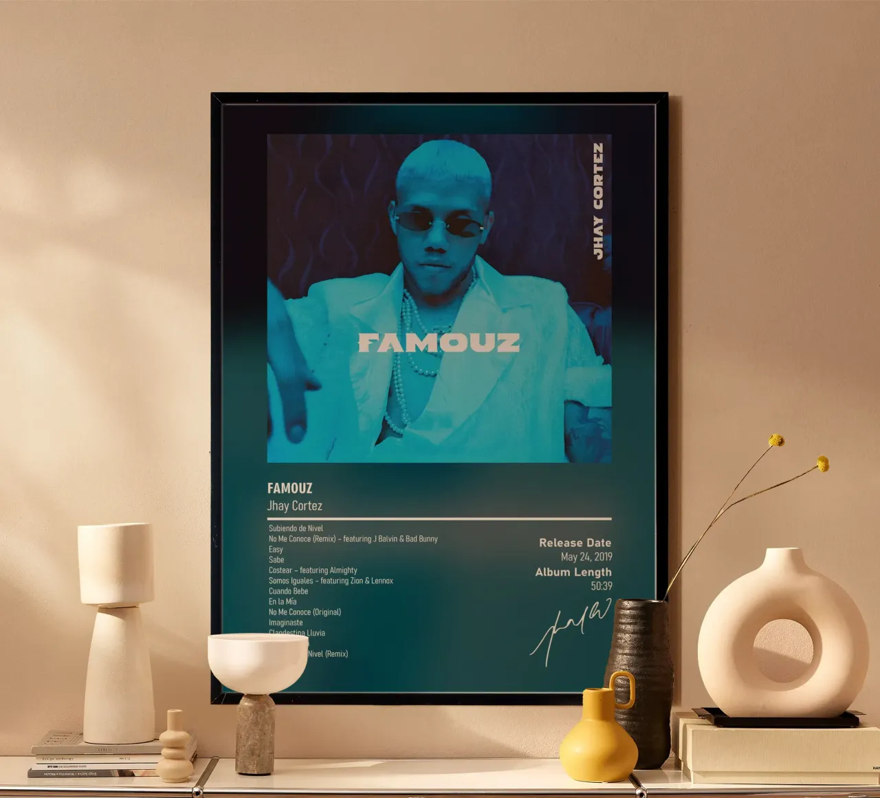 Famouz (2019) by  Jhay Cortez poster con telaio in legno da DGUnder