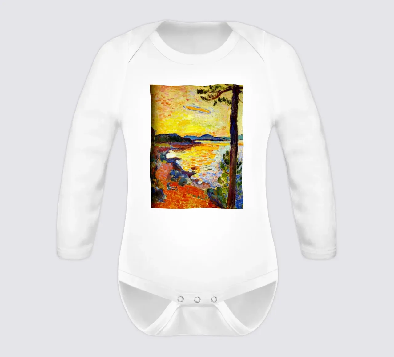 Blick auf die Küstenlinie bei Sonnenuntergang Langarm Babybody von briyan shop