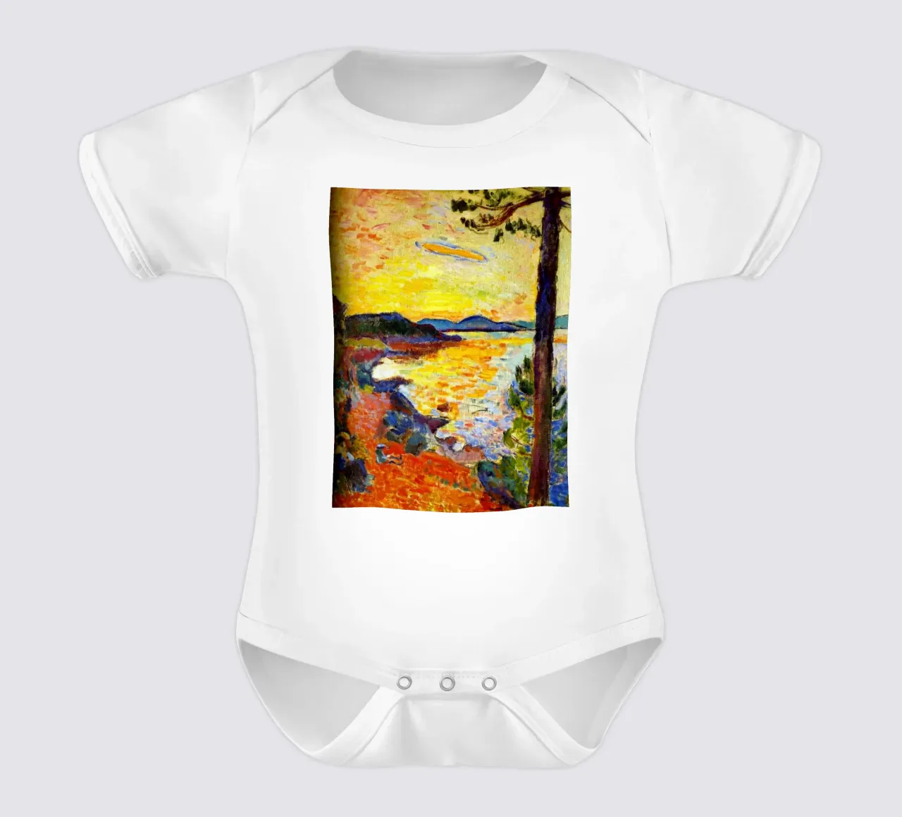 sunset coastline view short-sleeve baby romper by briyan shop