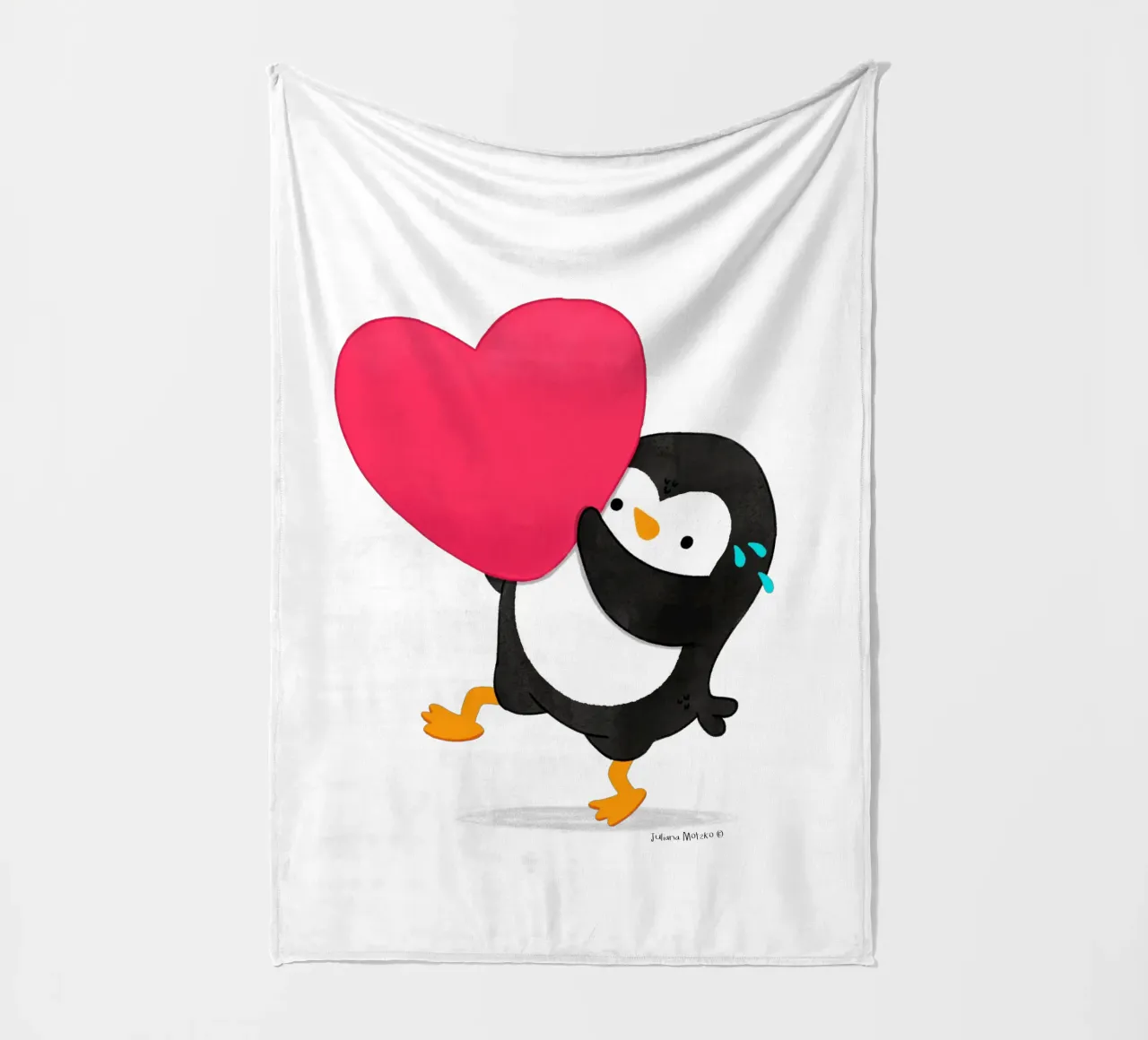 Un piccolo pinguino dal cuore grande coperta in pile da julianamotzko