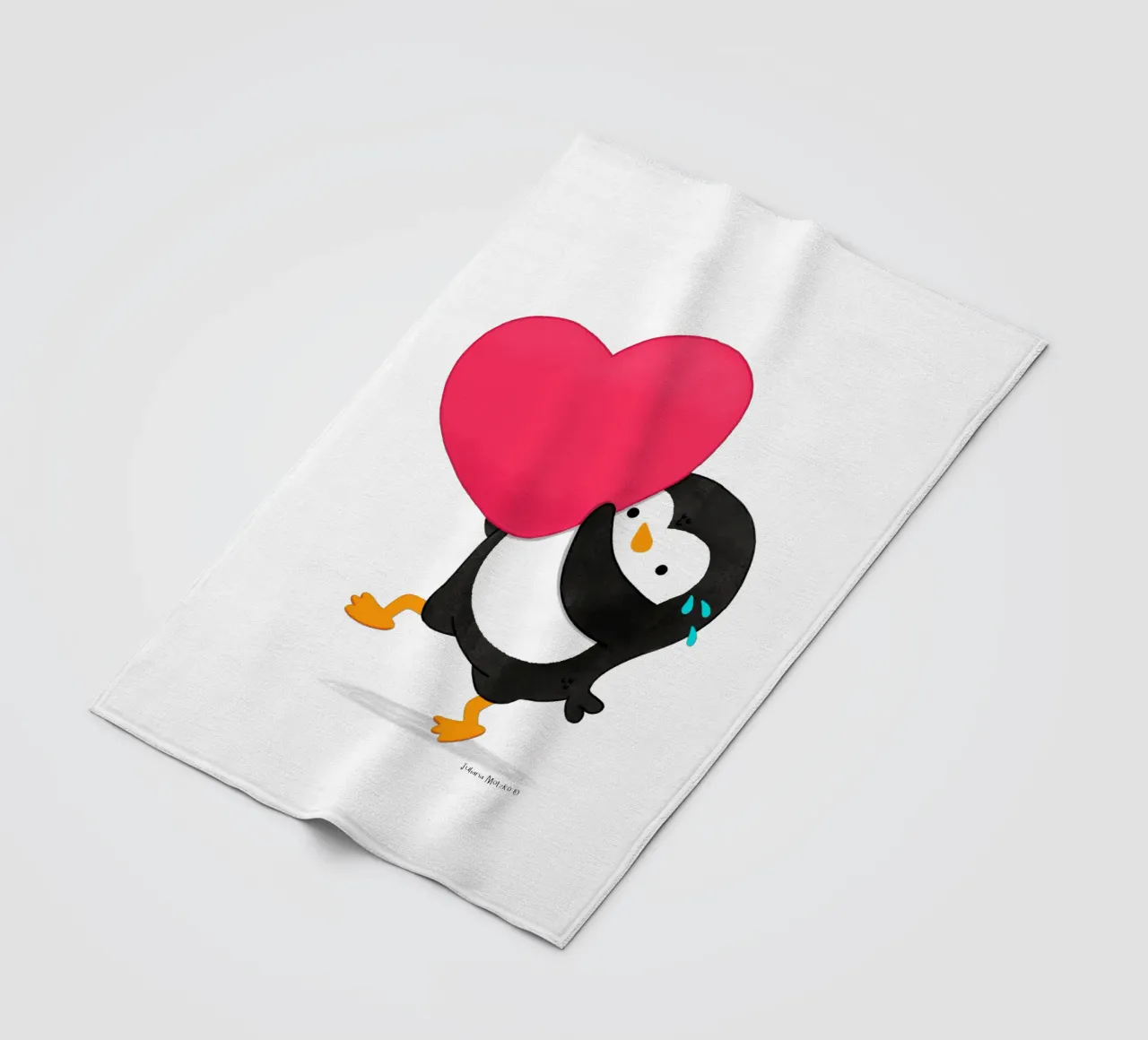 Un piccolo pinguino dal cuore grande coperta in pile da julianamotzko