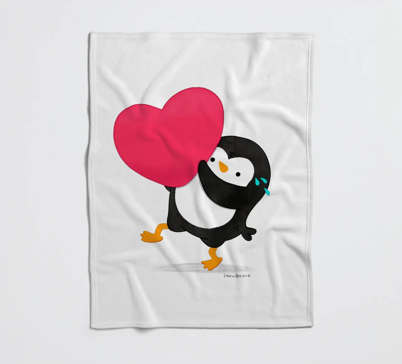Un piccolo pinguino dal cuore grande coperta in pile da julianamotzko
