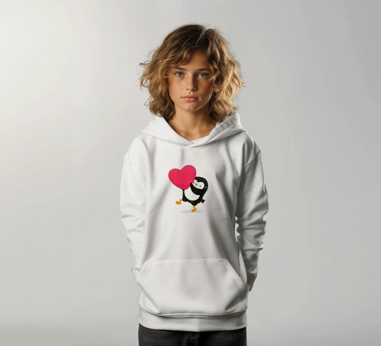 Un piccolo pinguino dal cuore grande felpa bambino con cappuccio da julianamotzko