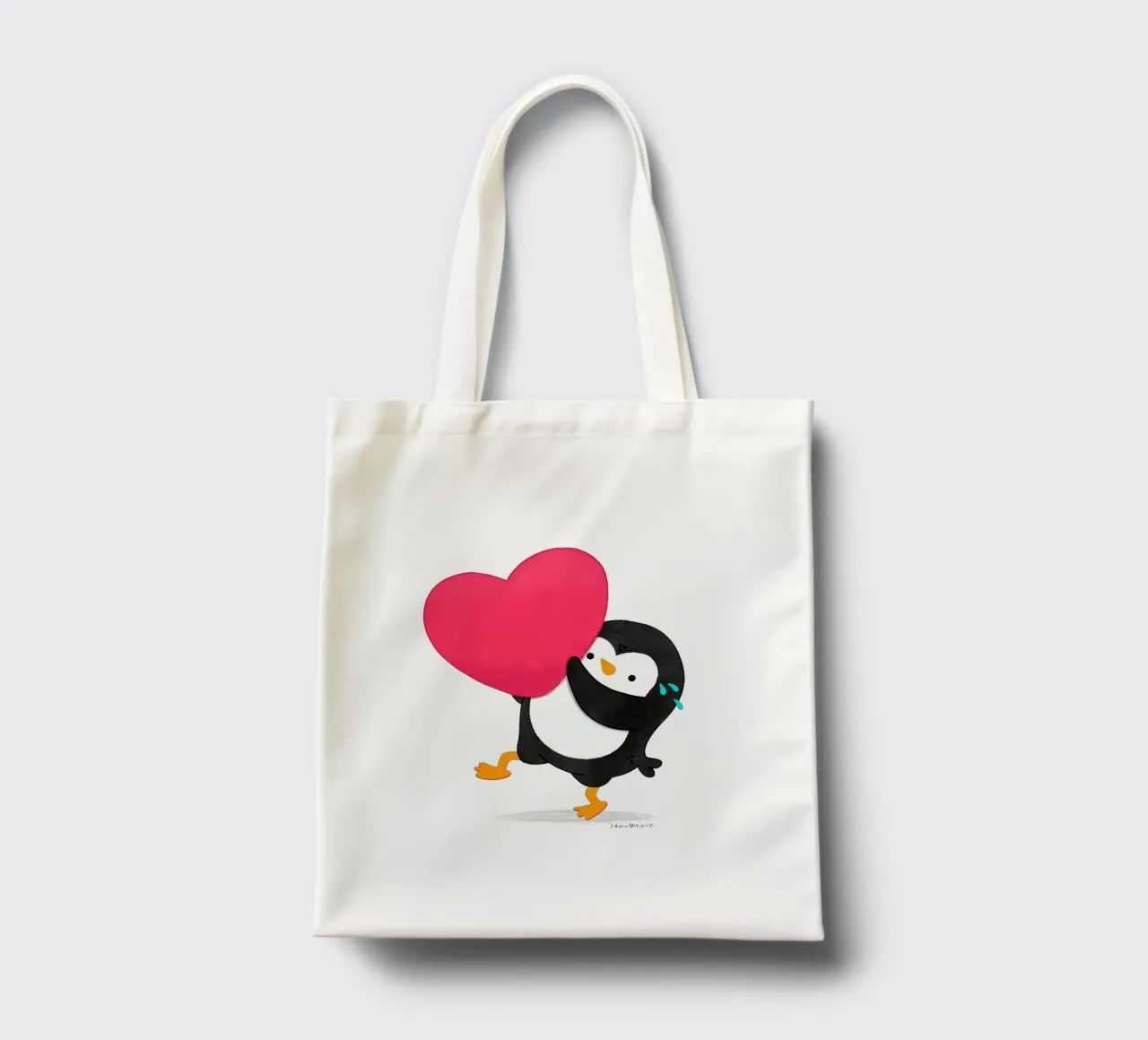 Un piccolo pinguino dal cuore grande borsa in juta da julianamotzko