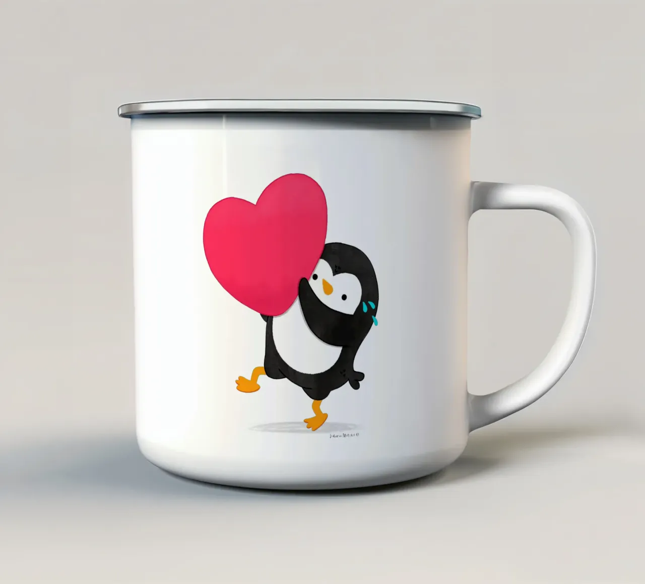 Un piccolo pinguino dal cuore grande tazza in smalto da julianamotzko
