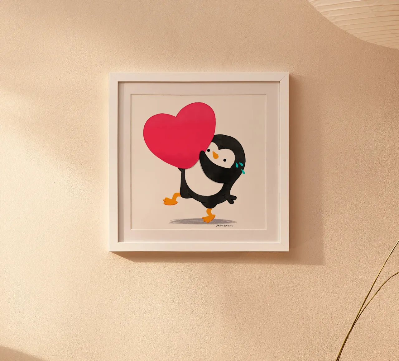 Kleiner Pinguin mit großem Herz Poster von julianamotzko