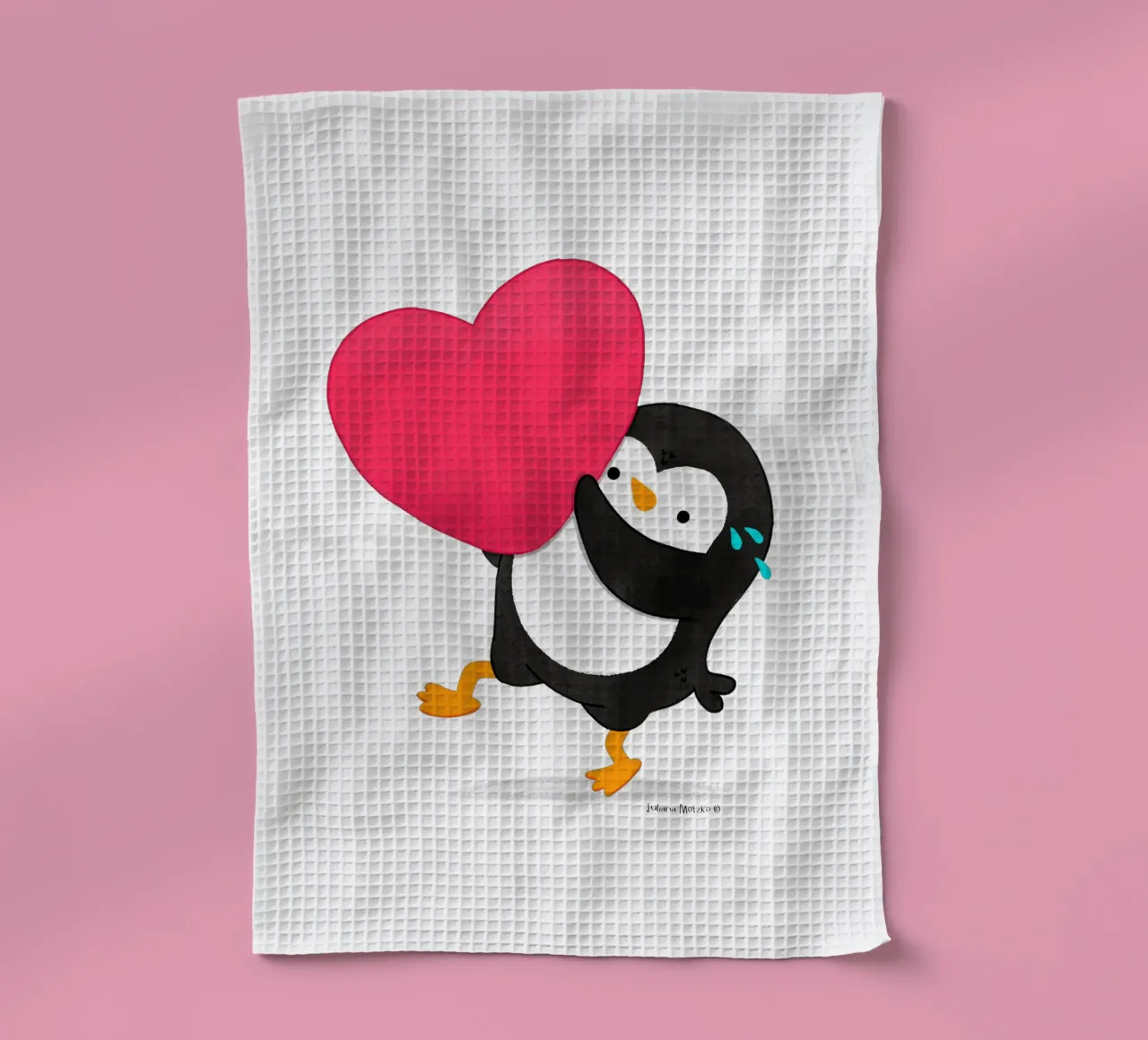Un piccolo pinguino dal cuore grande canovaccio da cucina da julianamotzko