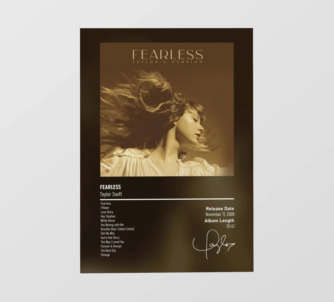 Fearless By Taylor Swift lámina retroiluminada de DGUnder