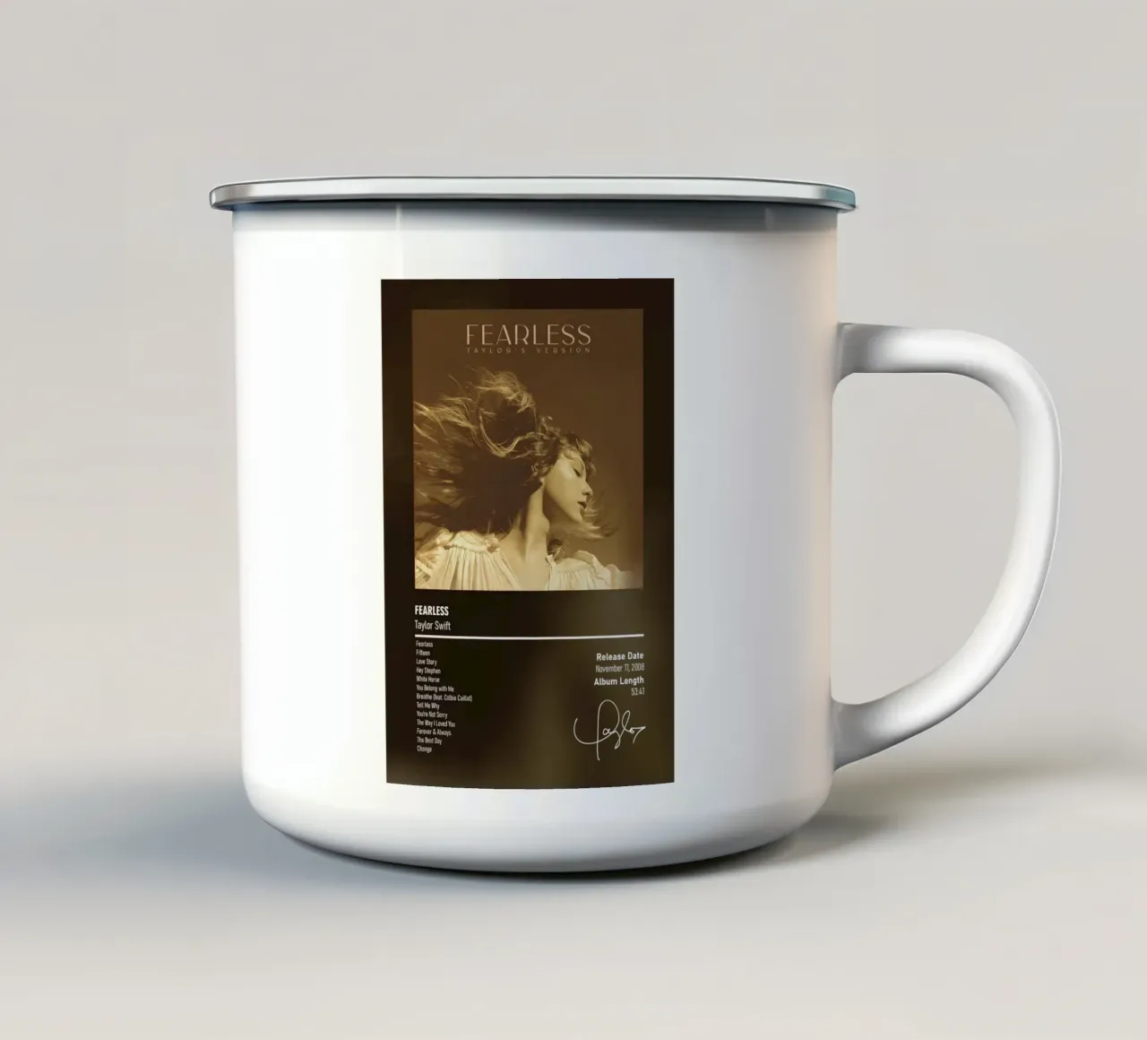 Fearless By Taylor Swift enamel mug by DGUnder