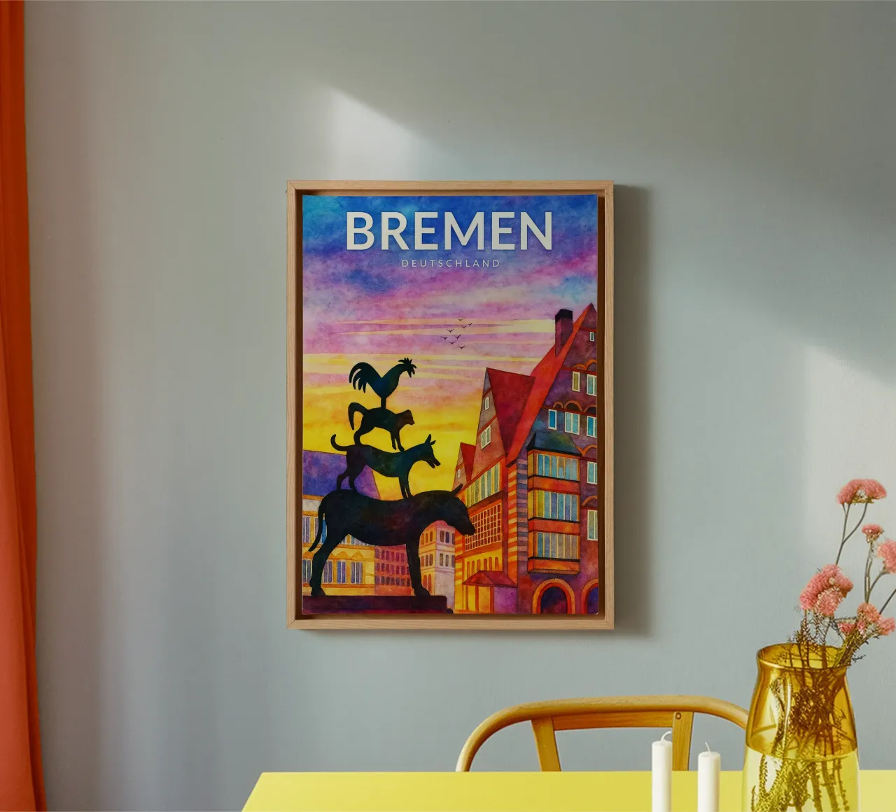 Bremen, Duitsland Schilderij Verbeelding canvas met Baklijst van onestar