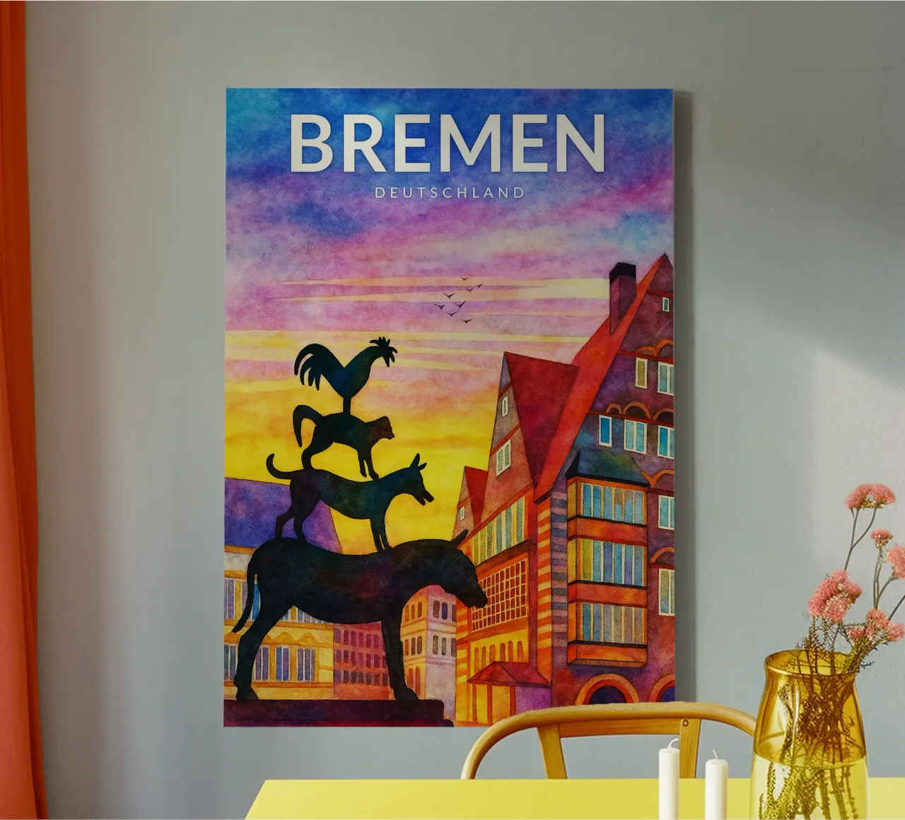 Bremen, Duitsland Schilderij Verbeelding canvas met Baklijst van onestar