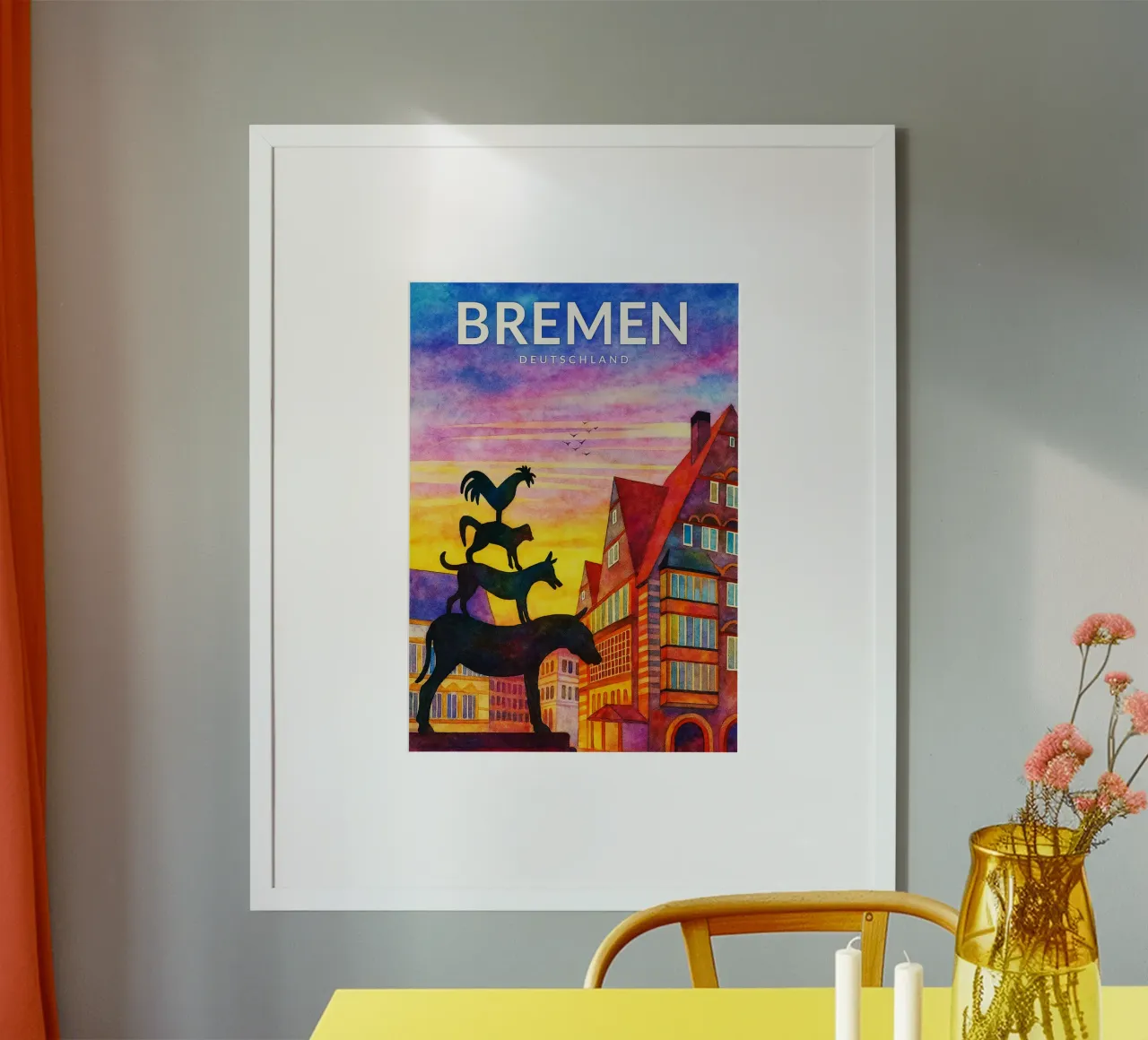 Bremen, Duitsland Schilderij Verbeelding poster met kunststof frame van onestar