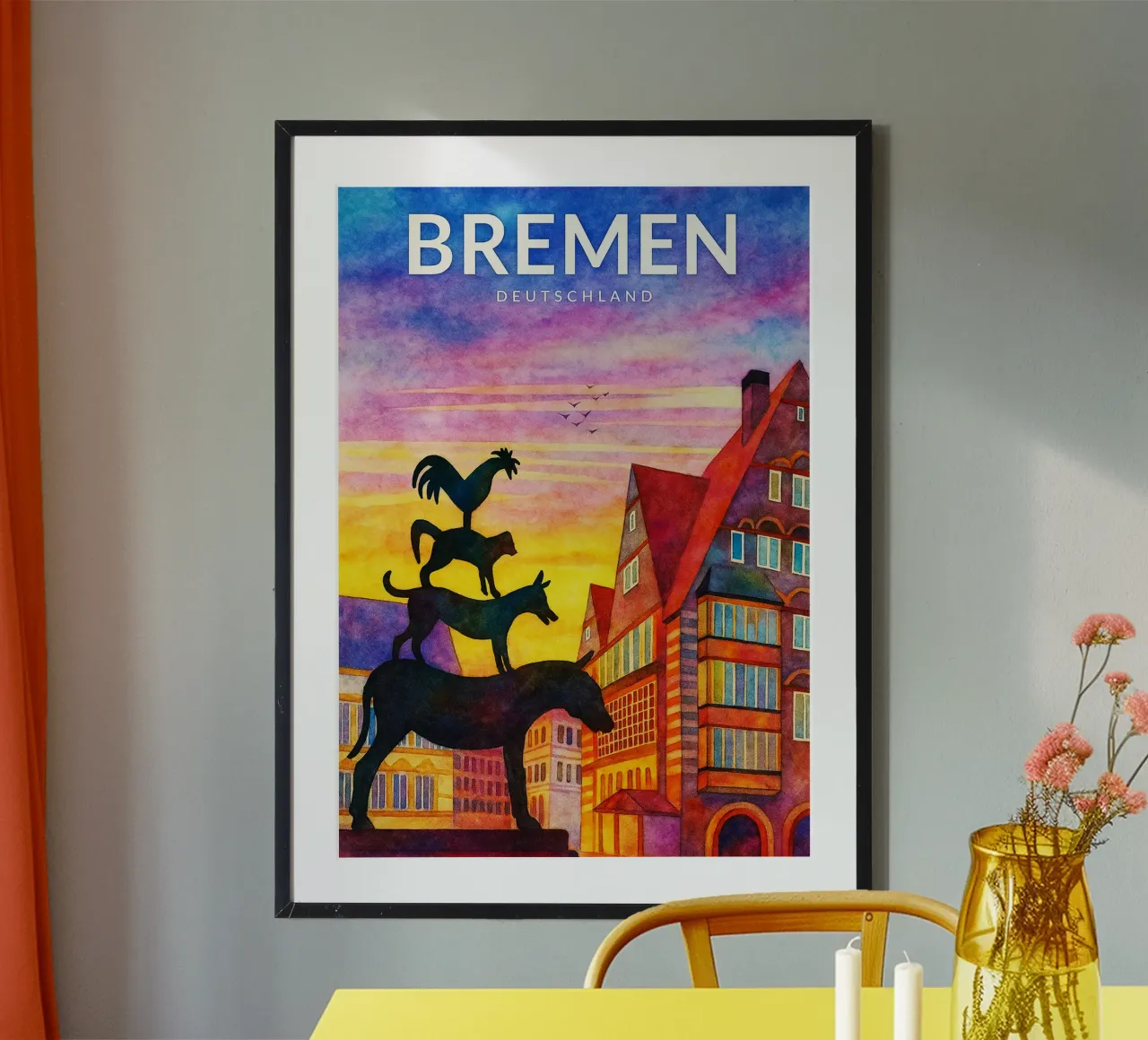 Bremen, Duitsland Schilderij Verbeelding poster met kunststof frame van onestar