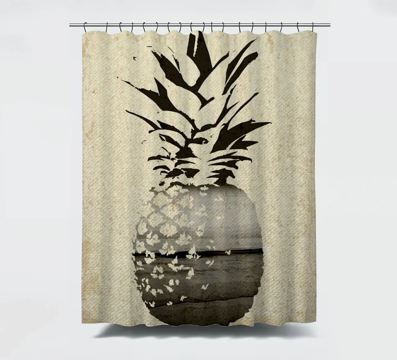 Silhouette di spiaggia con ananas tenda da doccia da Food And Kitchen