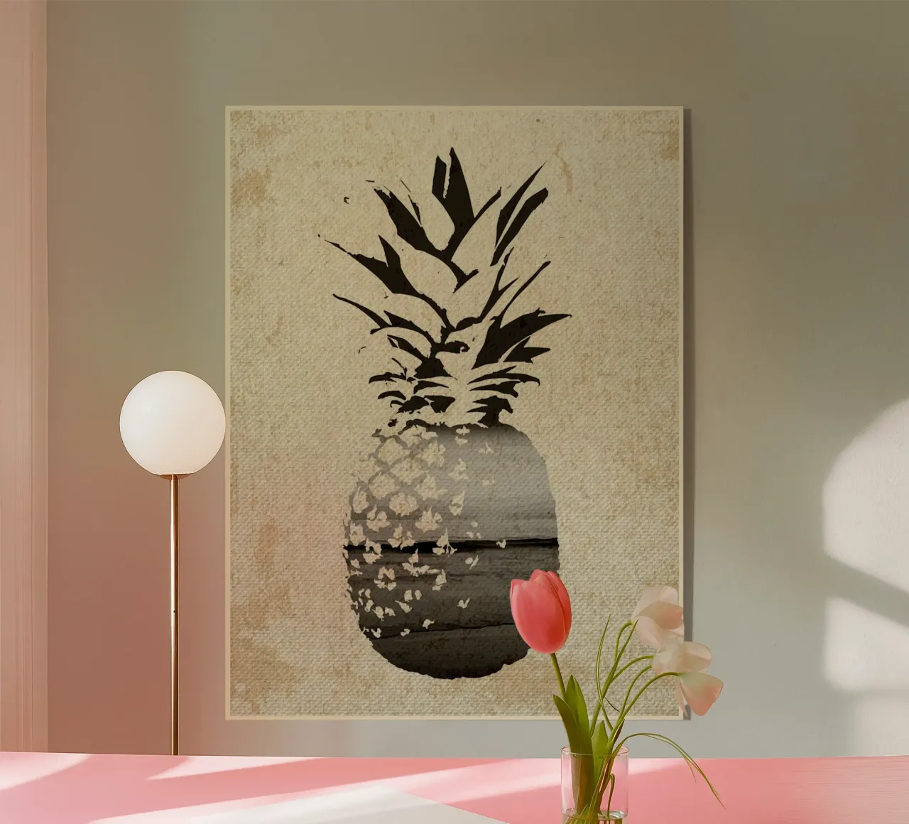 Silhouette di spiaggia con ananas plexiglass da Food And Kitchen