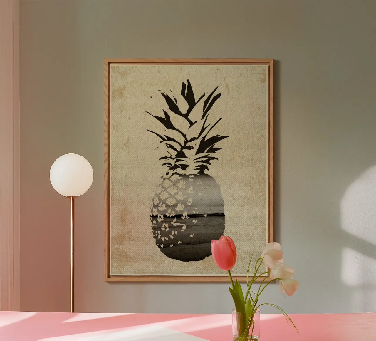 Silhouette di spiaggia con ananas alluminio dibond da Food And Kitchen