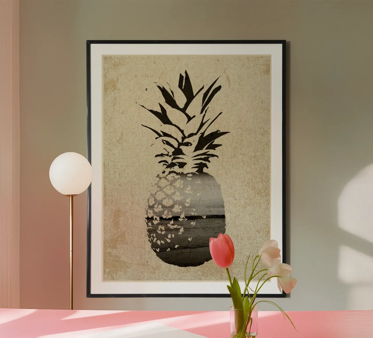 Silhouette di spiaggia con ananas carta hahnemühle da Food And Kitchen