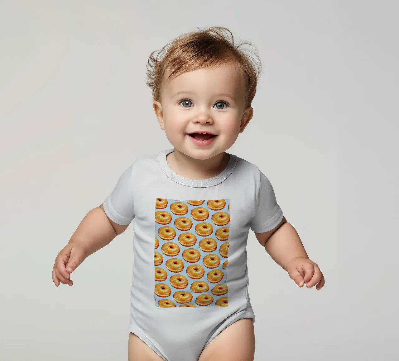 Glazed Doughnut Pattern short-sleeve baby romper by Kelly Gilleran