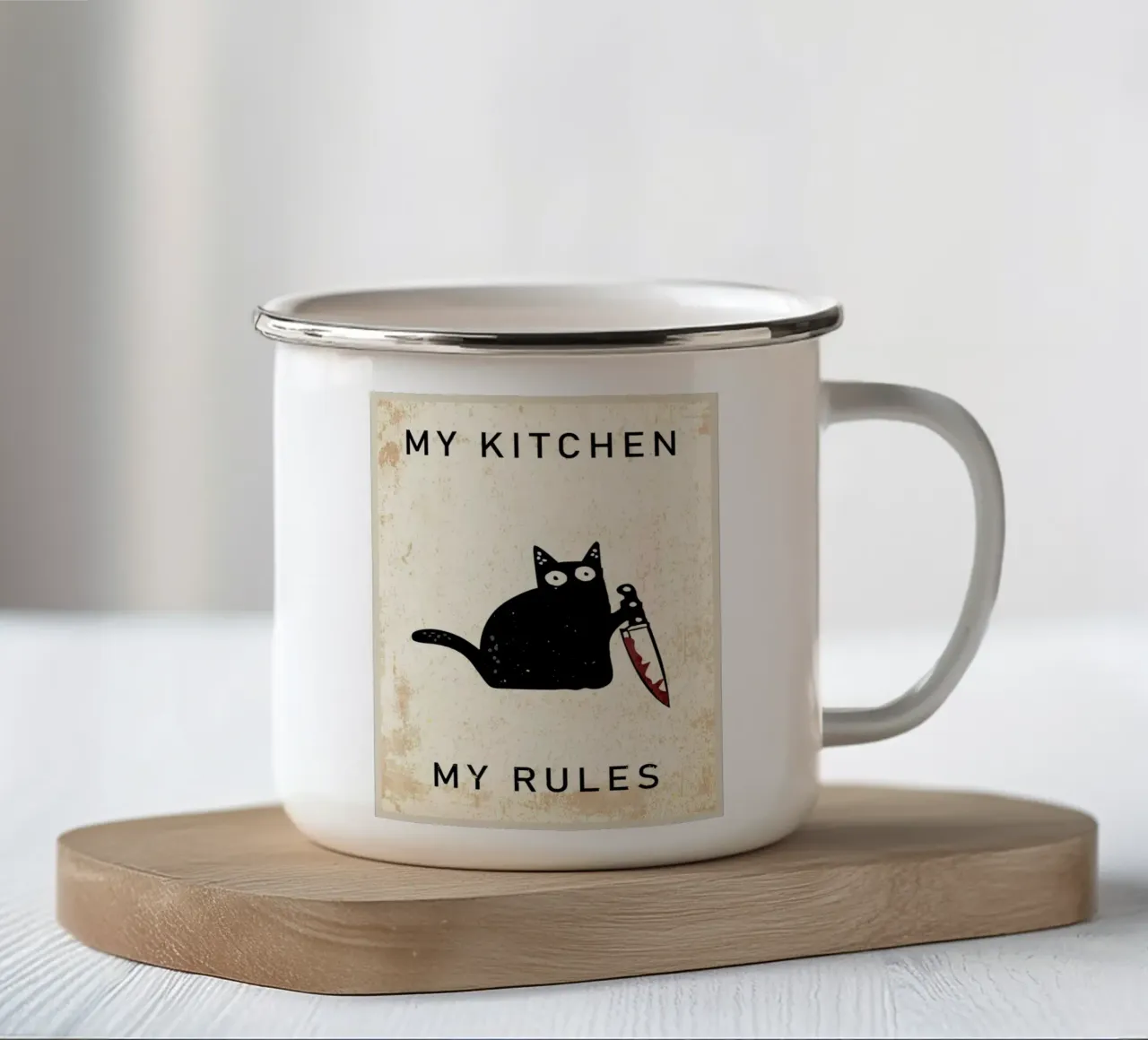 Regole della cucina per gatti tazza in smalto da Food And Kitchen