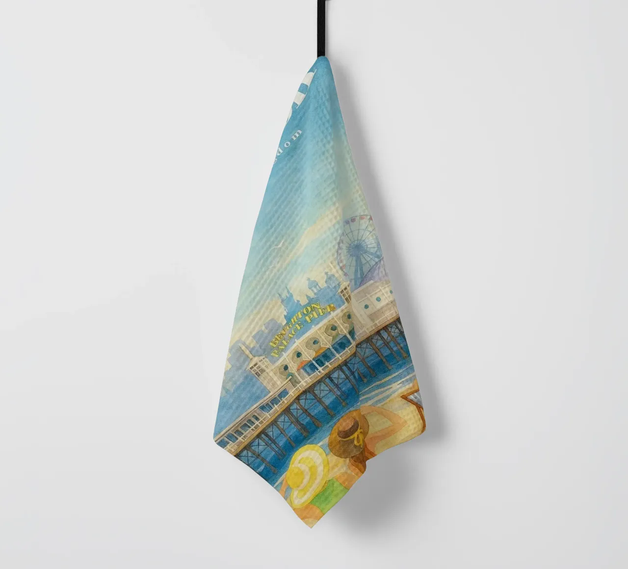 Brighton, UK Painting Imagination tea towel by onestar