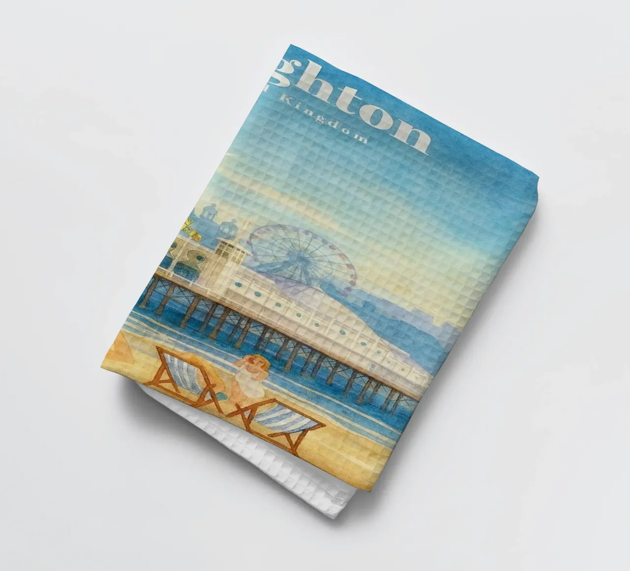 Brighton, UK Painting Imagination tea towel by onestar