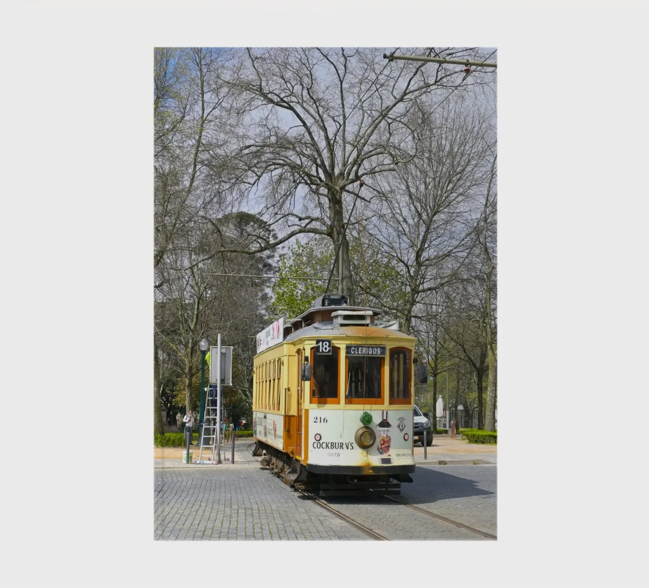 Tramway jaune d'époque à Porto carnet de notes de byrieneke